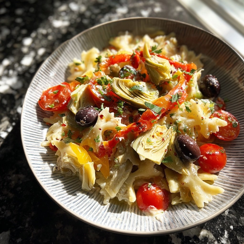 Nudelsalat Mediterran Mit Artischocken