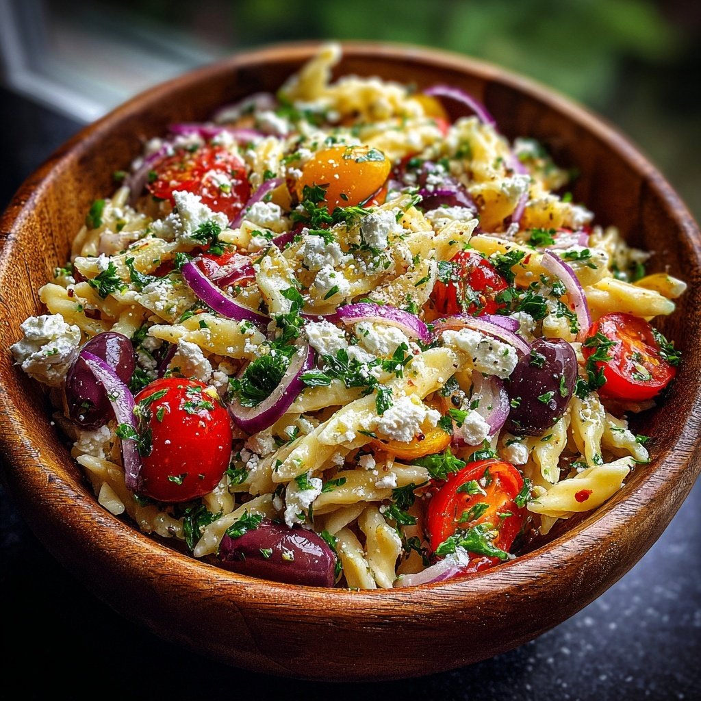 Mediterraner Nudelsalat Mit Petersilie