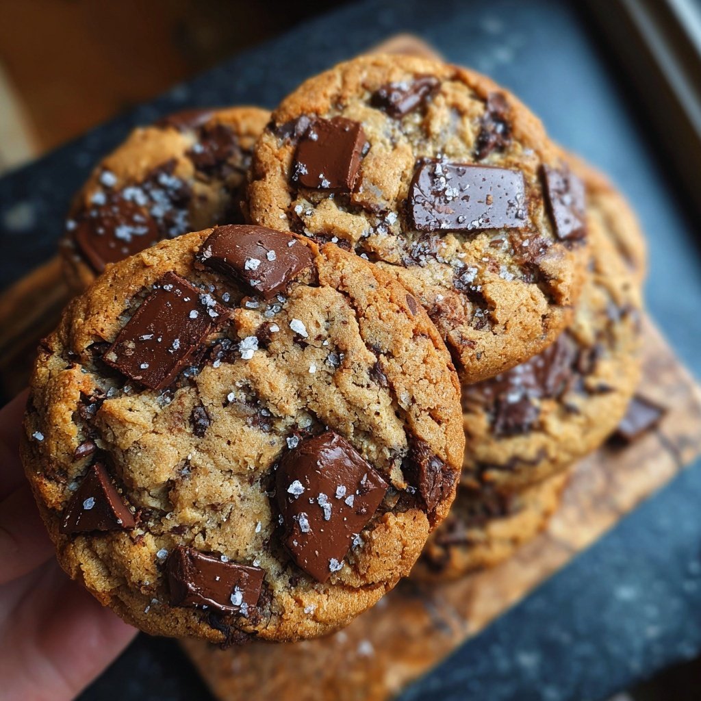 Cookies mit dunkler Schokolade und Meersalz